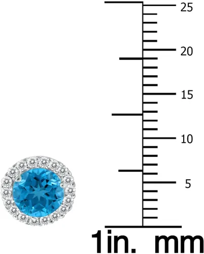 Vista 6 de Aretes de tuerca de diamantes naturales y piedras preciosas genuinas de 0.197 in en oro blanco de 14 quilates