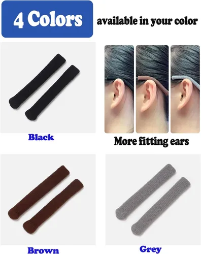Vista 4 de Cojín de Oreja para Gafas de Tela de Algodón Tejido Suave Mejorado, Puntas de Patillas de Gafas Elásticas Antideslizantes Cómodas Retenedor