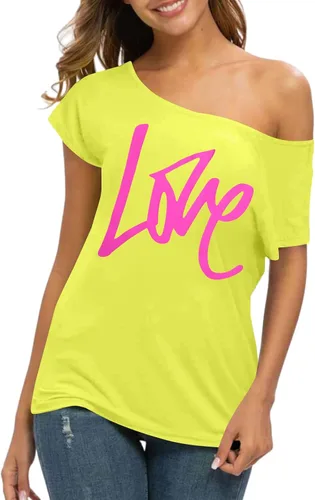 Vista 3 de Traje de los años 90 y 80 para mujer, camiseta de discoteca de fiesta temática de los años 80, tops con hombros descubiertos, parte superior vintage