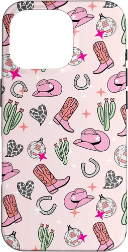 Vista 20 de Cowboy Hat & Boot & Disco Ball Pattern Pink Cowgirl Case for iPhone 17