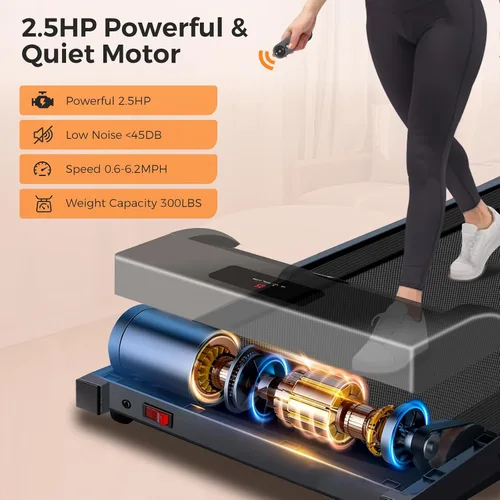 Vista 5 de Treadmills for Home 3.0HP Quiet Foldable Treadmill with Incline, Portable Walking Pad with Handle Bar, Walking Pad Treadmill for Running and Jogging