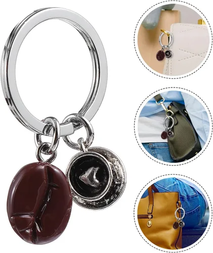Vista 8 de VALICLUD 3 piezas lindo llavero café grano llavero llavero regalo café llavero grano llavero