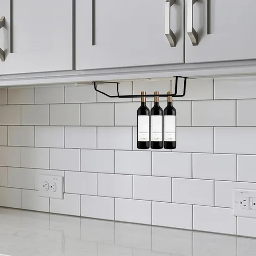 Vista 6 de Garneck Metal Bottle Holder Wine Storage Rack Single Row 33.8cm Iron Wire Wine Bottle Stand for Home Kitchen Dining Room