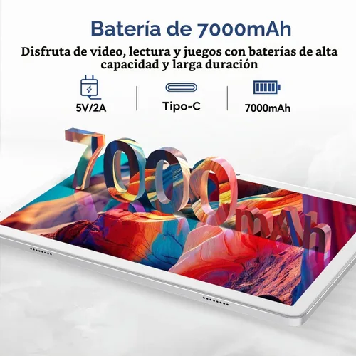 Vista 6 de Tablet 10.1 pulgadas 128 Almacenamiento+1TB Expandir 2 en 1 Tabletas Android, Tablet con funda de teclado Mouse, 5G Dual WiFi, GPS, Octa Core
