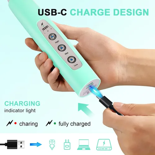 Vista 4 de YUSWKO Baby Blue - Varita espumadora de leche de mano para café, batidor eléctrico recargable con 3 cabezales, 3 velocidades, mezclador de bebidas