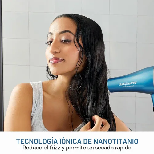 Vista 2 de BaBylissPRO Nano Titanium 2000-Watt Blow Dryer with Concentrator Nozzle, Professional Grade Ionic Corded Styling Tool for Hair