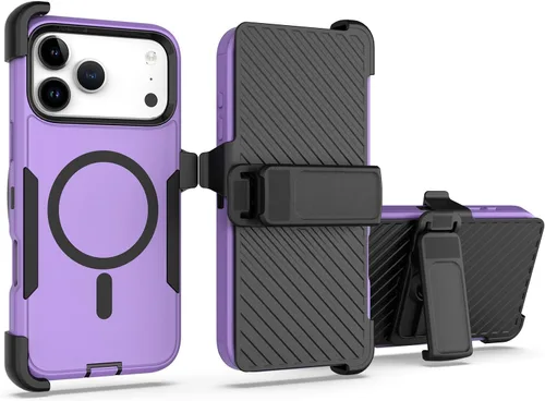 Vista 31 de Funda diseñada para iPhone 16 Pro, magnética, doble protección, resistente y duradera, compatible con MagSafe, clip trasero desmontable, a prueba
