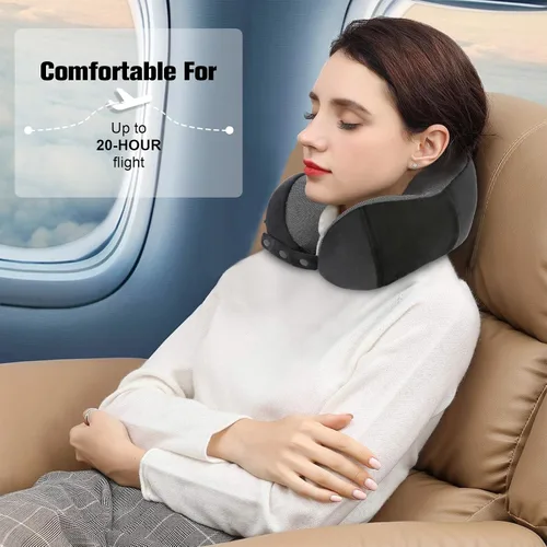 Vista 7 de Cirorld - Almohada de cuello para viajes, almohadas de viaje para aviones, 100% espuma viscoelástica para cuello, almohada de vuelo ajustable