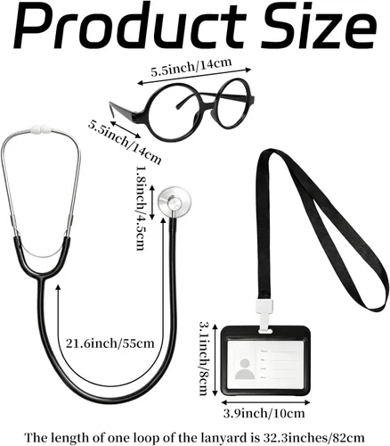 Vista 2 de 3 piezas de accesorios médicos estetoscopio gafas titular de la tarjeta