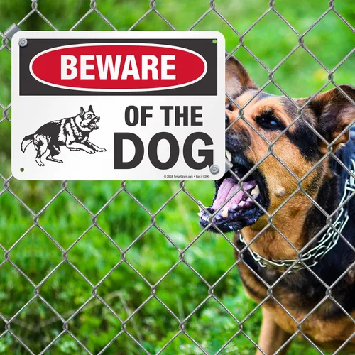 Vista 3 de SmartSign Letrero de metal con gráfico "Beware of The Dog" de 7 x 10 pulgadas, aluminio laminado a prueba de óxido, rojo, negro y blanco, fabricado