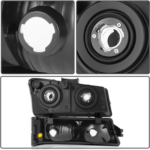 Vista 5 de Conjunto de faros delanteros y luces traseras compatible con 2003-2006 Chevy Silverado 1500 2500 3500, carcasa negra Silverado Classic 07, faro