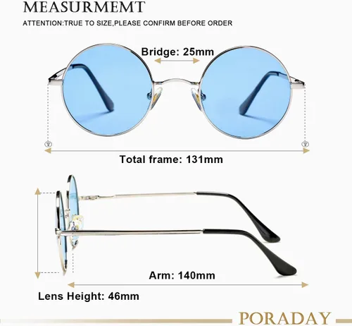 Vista 9 de PORADAY Circle Lennon - Gafas de sol polarizadas redondas retro, estilo hippie, gafas de sol de círculo pequeño