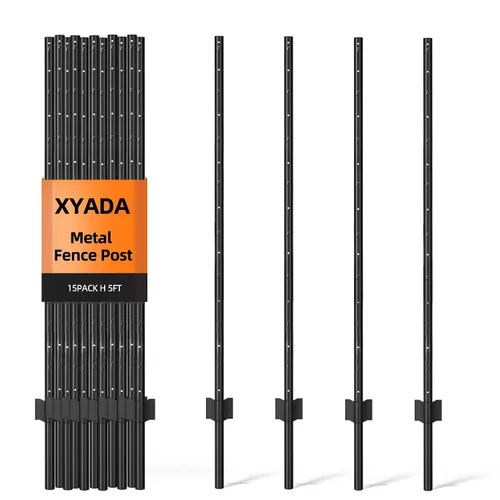 Vista 8 de XYADA Postes de Valla de Servicio Pesado de Metal, Poste en U para Cercado en Jardín, Patio y Alambre Exterior (4 PIES - Paquete de 8)