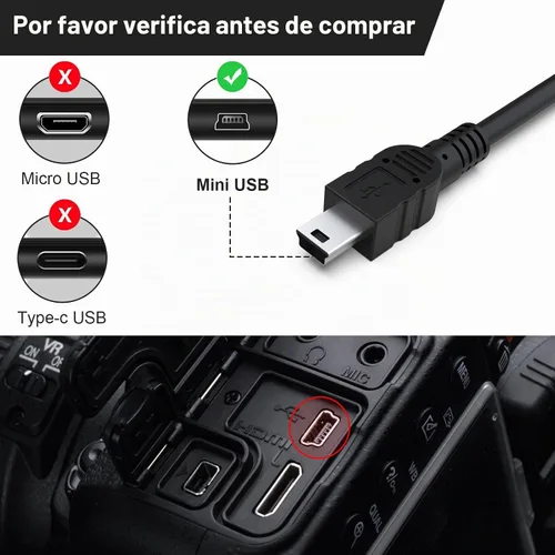 Vista 3 de Cable USB UC-E4 compatible con Nikon D40 D40X D50 D60 D70 D70S D80 D90 D100 D200 D300 D300S D610 D700 D3000 D3100 D7000 D1H D2X D2 Cámara réflex