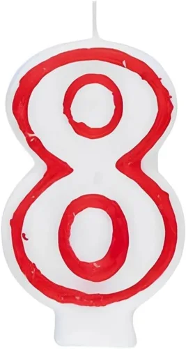 Vista 13 de Vela de cumpleaños número 0 blanca y roja (1 unidad), toque final perfecto para una celebración memorable