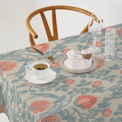 Vista 206 de Mantel Floral Retro de Pájaros, Diseño Original Bohemio William Morris Estampado Cubierta de Mesa para Hogar Picnic Fiesta Comedor Cocina William