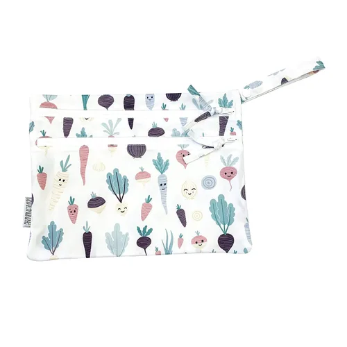 Vista 19 de BapronBaby Organic Produce Bolsa para productos húmedos y secos, impermeable, con dos bolsillos con cremallera, reutilizable para la hora de comer