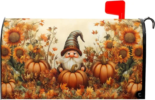 Vista 24 de Cubierta magnética para buzón de calabazas de otoño, tamaño estándar de 21 x 18 pulgadas, hojas de arce de cosecha de otoño, buzón de buzón