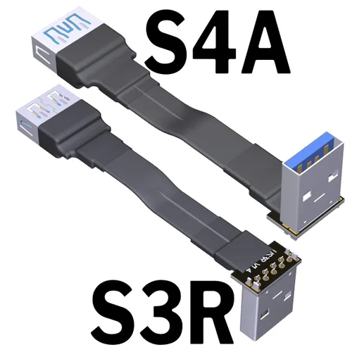 Vista 2 de USB 3.0 tipo A macho a USB A hembra extensión cable de cinta plegable 90 FPV delgado plano suave flexible FPC (3.9 in, S3R-S4A)