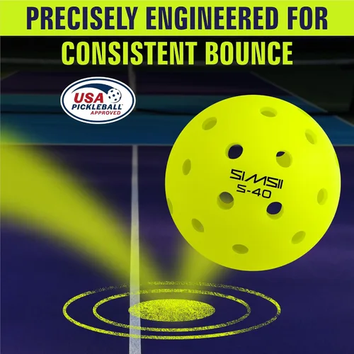 Vista 5 de S-40 - Pelotas de pickleball para exteriores, 40 agujeros, aprobadas por la USAPA, material de polietileno duradero, construcción sin costuras