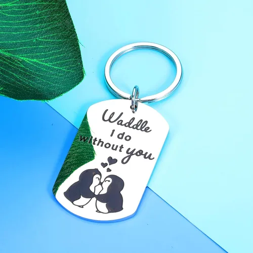 Vista 2 de Divertidos regalos de pingüino, llavero de San Valentín para mujeres, hombres, novio, novia, regalo para marido, esposa, cumpleaños, boda