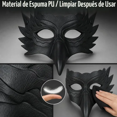 Vista 2 de MCJC Máscara de pájaro de Halloween, máscara de águila, máscara de cuervo, accesorio de disfraz