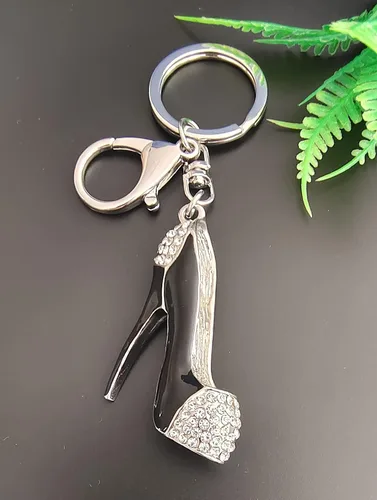 Vista 5 de JIAHATE Llavero de zapato de tacón alto con diamantes de imitación de moda, llavero de cristal para zapatos, llavero para mujer, bolso de mujer