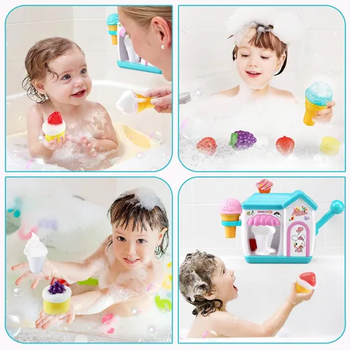 Vista 3 de Gretex Juguetes de Baño para Niños Pequeños de 3 4 5 6 7 8 Años Niñas, Juguete de Baño Fabricante de Helado de Burbujas, Juguetes de Ducha, Juguetes