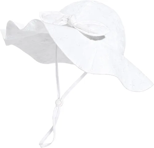Vista 54 de Sombrero de sol para bebé niña con UPF 50+ sombrero de playa ajustable para exteriores con ala ancha