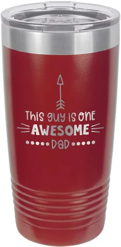 Vista 18 de This Guy Is One Awesome Dad Black Vaso de bebida de 20 oz con pajita Taza de viaje grabada con láser Comparar con Yeti Rambler Idea de regalo