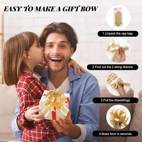 Vista 3 de Paquete de 12 lazos grandes de 6 pulgadas para envolver regalos, lazos de cinta para cestas de regalo de boda, lazos de envoltura de regalo
