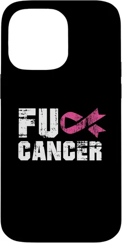 Vista 21 de iPhone 16 Fuck Cancer Survivor Gift Distressed Pink Ribbon Awareness Case