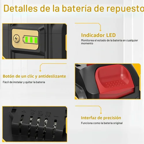 Vista 5 de PENGJBATTER Batería de litio de alta capacidad de 20 V 9000 mAh compatible con DeWalt 20 V Max batería DCB206 DCB205 DCB207, compatible con cargador