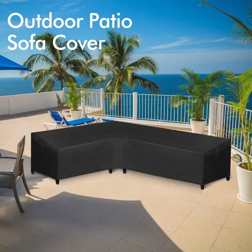 Vista 7 de WLEAFJ Funda de sofá modular para patio en forma de L, impermeable, de alta resistencia para exteriores con ventilación, con orientación a