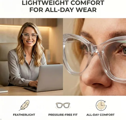 Vista 6 de Eyekepper Paquete de 4 lentes con diseño de ojo de gato de gran tamaño para mujer Stylish Womens Eyeglass, All-Day Comfort Spring Hinges, Large