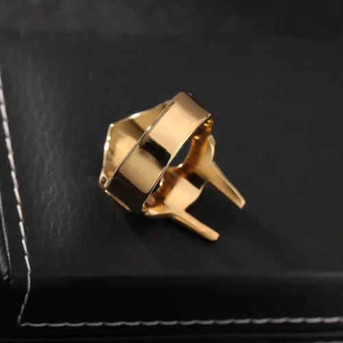 Vista 8 de DOOM - Anillo de máscara para hombre, estilo gladiador, anillo de acero inoxidable de titanio dorado rubí