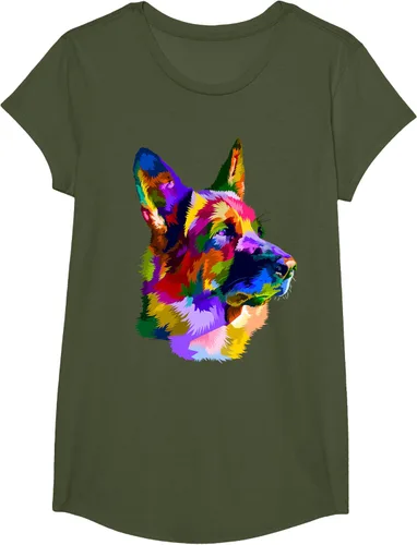 Vista 109 de Camiseta con retrato de pastor alemán para dueños de perros, Negro, S