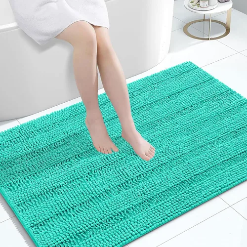 Vista 59 de Grandaily Alfombras de baño de felpilla a rayas de 24 x 16 pulgadas, extra gruesas y suaves, absorbentes, parte trasera de goma, alfombra de ducha