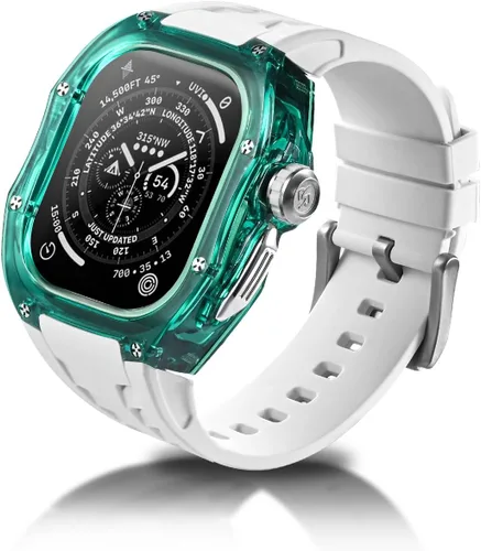 Vista 8 de B-BR - Funda y correa resistentes de diseño translúcido compatible con Apple Watch Ultra 3/2/1 de 1.732 pulgadas, protector militar de lujo táctico