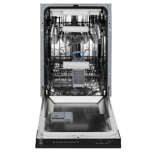 Vista 2 de ZLINE Autograph Edition - Lavavajillas compacto de 18 pulgadas con control superior en acero inoxidable negro con mango dorado, 51dBa (DWVZ-BS-18-G)