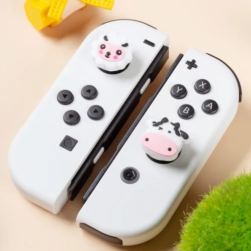 Vista 6 de PERFECTSIGHT Lindas tapas de agarre para el pulgar de oveja y vaca, para Nintendo Switch, Switch OLED, Switch Lite, cubiertas de agarre