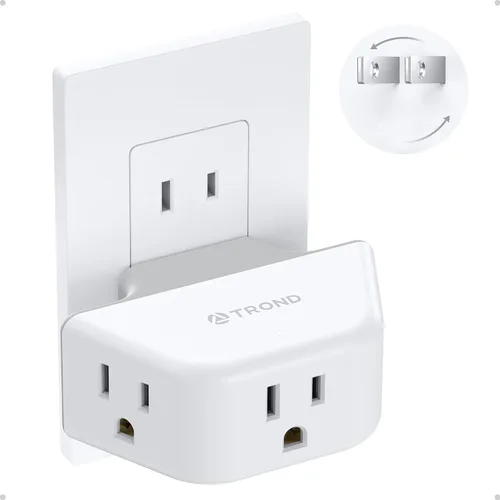Vista 32 de TROND Extensor de salida con USB, divisor de pared con 2 tomas AC, 3 puertos USB, adaptador de enchufe de pared de diseño de 3 lados, elementos