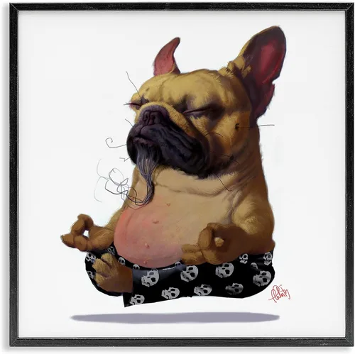 Vista 11 de Stupell Industries 'Levitando Bulldog Francés Perro Urbano' Arte Giclée Blanco costero (Texturado)
