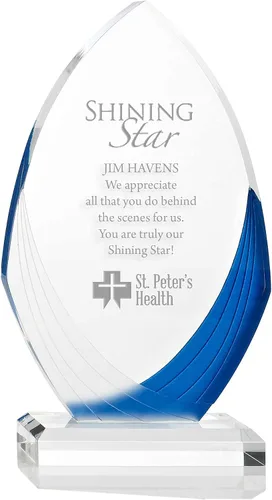 Vista 9 de Awards Trofeo de Acrílico Grabado con Forma de Elipse Puntiaguda de 9" Azul y Blanco - para Empleados - Grabado Personalizado
