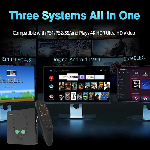 Vista 2 de Super Console X King Video Game Console Built-in 88000+ Games, Android 9.0&EmuELEC 4.5&CoreELEC System 3 in 1, 4K UHD Output, 2.4G5G, 2 Wireless
