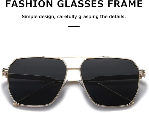 Vista 4 de kimorn Gafas de sol polarizadas para mujer y hombre, retro, de gran tamaño, cuadradas, vintage, modernas, clásicas, grandes, de metal, gafas de sol