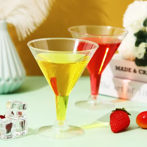 Vista 7 de Mimorou 100 vasos de Martini de plástico de 7 onzas, vasos de cóctel desechables, vasos de Margarita transparentes, vasos de plástico para fiestas