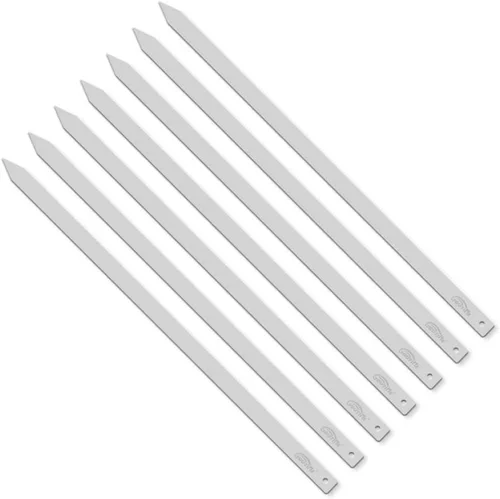 Vista 8 de Goutime Kabob - Brochetas de 23 pulgadas de largo, 1 pulgada de ancho de acero inoxidable para asar a la parrilla con mango de madera para hacer
