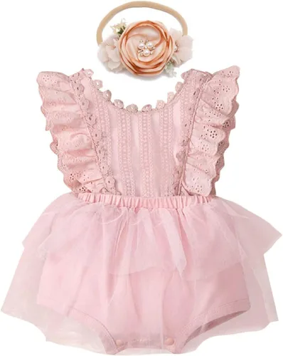 Vista 25 de IDOPIP Conjunto de ropa de 1er cumpleaños para niñas con estampado floral, estilo bohemio, con encaje, tutú y diadema de princesa