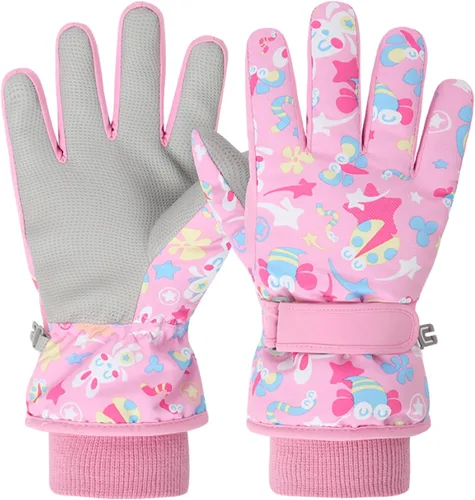 Vista 13 de Kids Ski Snow Gloves, Waterproof Winter Mittens for Boys Girls #01 azul